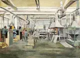 Michal Staudt, V továrni, 1952, olej na plátne