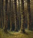 Večerný les by Eugen Szepesi-Kuszka, 1910, olej na kartóne, sold Nov 2004