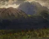 Západné Tatry by Nándor Katona, 1910, olej na preglejke, sold Nov 2004