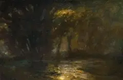 Ladislav Mednyánszky, Potok v mesačnom svite, 1890, olej na plátne