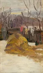 Jozef Mousson Theodor, Stoh - záhrada, 1914, olej na preglejke
