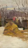 Jozef Mousson Theodor, Stoh - záhrada, 1914, olej na preglejke