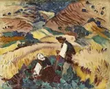 V žatve by Martin Benka, 1935, olej na kartóne, sold Nov 2004