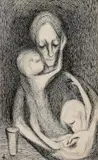 František Studený, Chudobní, 1942, kresba perom, tušom na papieri