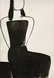 Jozef Kostka, Sediaca, 1960, kresba drievkom, tušom, štetcom na papieri