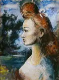 Peter Matejka, Pražská modelka, 1939, Tempera, gvaš na kartóne