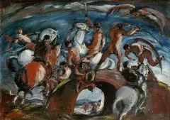 Gyula Rudnay, Jazdecká bitka, 1910, olej na plátne