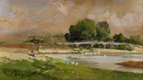 Husiarka pri rieke by Antal Neogrády, 1920, akvarel na papieri, sold Nov 2004
