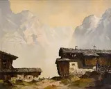 Karl Hosch, Dom v horách, 1930, olej v plátne