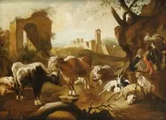 Peter Roos Phillipe, Pastier s dobytkom II., 0, olej na dreve