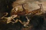 Frans Snyders, Poľovnícka scéna I., 1750, olej na plátne, dublované