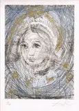 Salvator Dali, Portrét Marqueritte z cyklu Faust – Walpurgina noc, 1968, suchá ihla, lept, na papieri