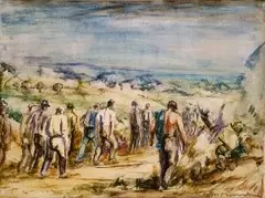 Willi Nowak, V kameňolome, 1940, akvarel na kartóne