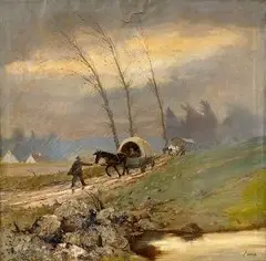 Povozy v búrke by Jaroslav Svoboda, 1940, olej na plátne, sold Nov 2004