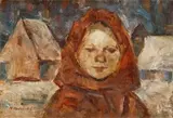 Oravčianka v šatke by Mária Medvecká, 1965, olej na plátne, sold Nov 2004