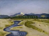 Hugo Gross, Pohľad na Trenčiansky hrad, 1920, olej na plátne