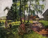 Deti v parku by Ernest Rákosi, 1940, olej na plátne, sold Oct 2004