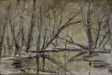 Zimný les by Ladislav Mednyánszky, 1890, akvarel na papieri, sold Oct 2004