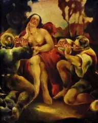 Koncert v prírode by Július Flache, 1933, olej na plátne, sold Oct 2004