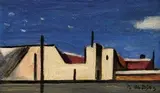 Peter Matejka, Za kovárňou, 1957, olej na dreve