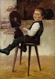 Géza Peske, Chlapček s bičíkom, 1900, olej na plátne