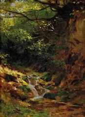 Celesztin Pálya, Horský potok, 1910, olej na dreve