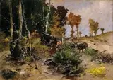 Dvanástorák na jeseň by Antal Neogrády, 1920, olej na kartóne, sold Oct 2004