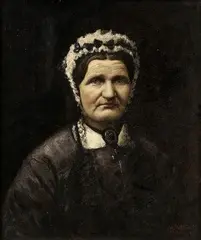 Francois Vuillerment Charles, Portrét staršej dámy v šedom, 1878, olej na plátne