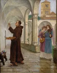 van Hoeslin, Maľujúci mních, 1900, olej na plátne