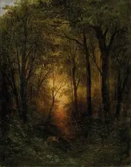 Georg Geyer, Srnka v lese, 1880, olej na plátne
