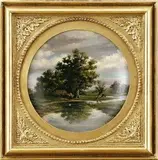 E. Scholtes, Krajina s figúrou, 1870, olej na kartóne