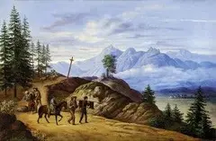 Fischbäck, Na trh, 1858, olej na plátne, dublované