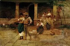 E. Blaas, Taliansky motív I., 1890, olej na dreve