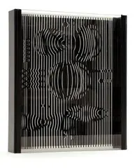 Kinetický objekt z cyklu MV 1 - MV 10 by Viktor Vasarely, 1960, serigrafia na skle a plexiskle, sold Oct 2004