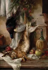 Marcel Krasicky, Poľovnícke zátišie, 1920, olej na plátne dublované na dreve