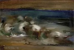 Václav Sládek Ján, Večer na mori, 1949, olej na kartóne
