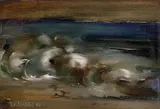 Václav Sládek Ján, Večer na mori, 1949, olej na kartóne