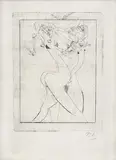 Frantisek Tichy, Dve ženy, 1950, suchá ihla na ručnom papieri