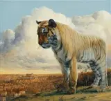 Róbert Bielik, Tiger nad Bratislavou, 2004, olej na plátne