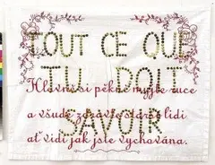 Mona Chisa Aneta, Tout ce que tu doit savoir, 2003, výšivka na plátne, flitre
