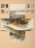 Elizabeth Margaret Vels, Abstract Landscape, 1974, mixed media with collage on paper