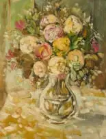 Christo Coetzee, Roses in a Vase, oil on board