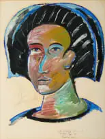 Christo Coetzee, Egyptian Head, 1986, oil and pencil on paper