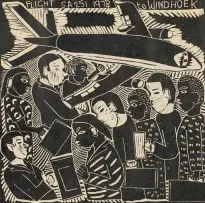 Flight SA251 to Windhoek by John Muafangejo, 1978, linocut on paper, sold Jul 2026