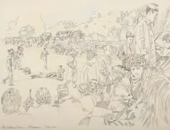 Marianne Podlashuc, King William's Town, Dale versus ?, ink and pencil on card