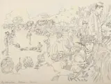 Marianne Podlashuc, King William's Town, Dale versus ?, ink and pencil on card