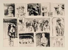 Sam Nhlengethwa, From the Sketchbook, 1996, lithograph on paper