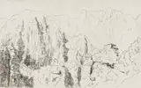 François Krige, View of Cogmanskloof Pass (Cape Fold Belt Mountains) with Old English Fort, near Montagu, Western Cape, etching on paper