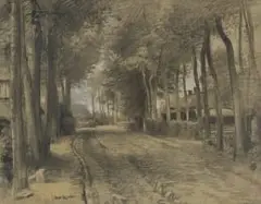 Frans Oerder, The Lane, charcoal and pastel on paper