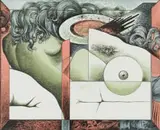 Armando Baldinelli, Abstract Figure in an Interior, colour lithograph on paper